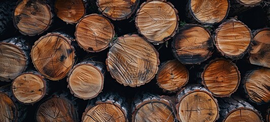 Fototapeta premium wooden background, round logs. generative ai
