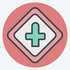 Icon Cross Roads Ahead. related to Road Sign symbol. color mate style. simple design editable. simple illustration