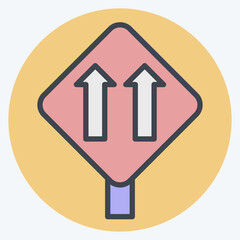 Icon One Way Traffic. related to Road Sign symbol. color mate style. simple design editable. simple illustration