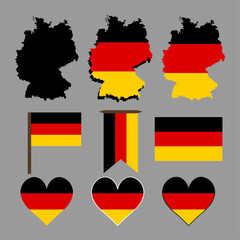 Germany. Map and flag of Germany. Vector illustration.