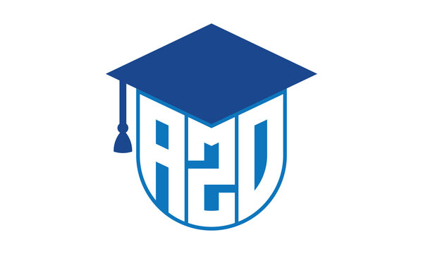 AZO initial letter academic logo design vector template. school college logo, university logo, graduation cap logo, institute logo, educational logo, library logo, teaching logo, book shop, varsity