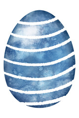 colorful watercolor easter egg with white ornament on white background