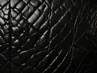 Black genuine leather sofa background. - obrazy, fototapety, plakaty