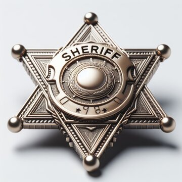 golden sheriff badge star on white