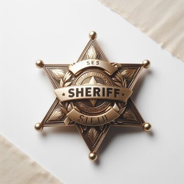 golden sheriff badge star on white