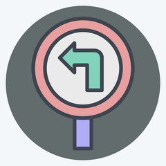 Icon Turn Left Ahead. related to Road Sign symbol. color mate style. simple design editable. simple illustration