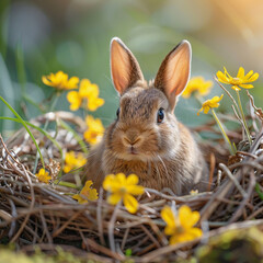 Fototapeta premium A Rabbit soothing Easter morning