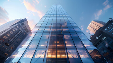 glass tower stands as a testament to architectural refinement and modernity - obrazy, fototapety, plakaty