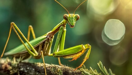praying mantis on a green leaf