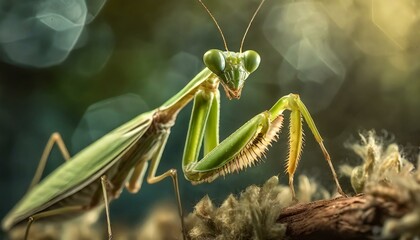 praying mantis on a green leaf