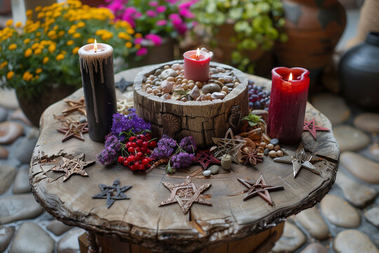 Wicca ritual invoking the four elements harmony restored with nature