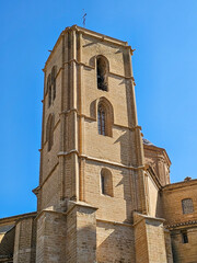 Fototapeta na wymiar Tower of the church of Santa Maria la Mayor in Alcañiz