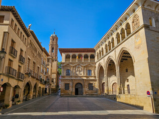 Fototapeta premium town hall square and the old market of Alcañiz, Aragon