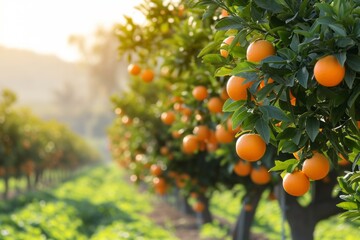 Orange trees in an orchard