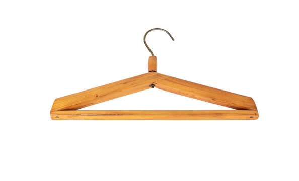 a small wooden hanger on an isolated background