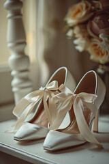 Brides Wedding Shoes with Ribbon