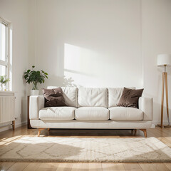 modern living room interior design with white sofa