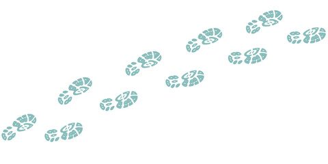 Human step footprints paths. Step by step vector isolated on white background. Trace of foot prints of person in boots. Track from shoe sole prints. Road of human feet.