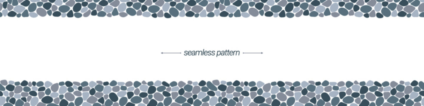 Pebble seamless pattern vector illustration. Cute summer repeated background. Paving, shingle beaches template wallpaper for interior designs, beauty, wrapping paper. Doodle sea stones backdrop.