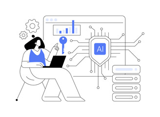 AI-Enhanced Data Security abstract concept vector illustration.