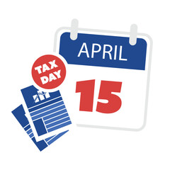 Tax Day Reminder Concept, Calendar Page with Charts - Vector Design  Element Template Isolated on White Background - USA Tax Deadline, Due Date for IRS Federal Income Tax Returns:15th April, Year 2024 - 752294382
