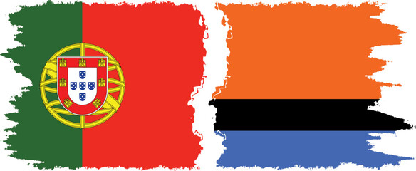 Chagos and Portugal grunge flags connection vector