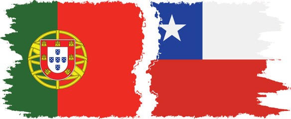 Chile and Portugal grunge flags connection vector