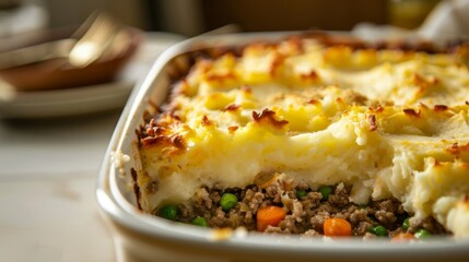 Traditional Shepherd’s Pie with Carrots and Peas