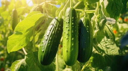Cucumber growing outside