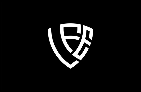 LFE creative letter shield logo design vector icon illustration
