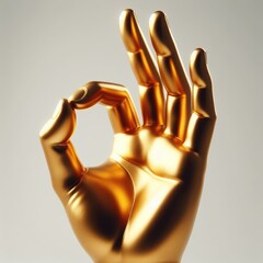 3d golden hand ok sign
