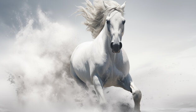 Horse on an abstract white background.