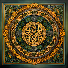 Intricate Blend of Earthy Hued, Nature-Inspired Celtic Patterns Demonstrating Ancient Artistry