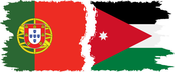 Jordan and Portugal grunge flags connection vector