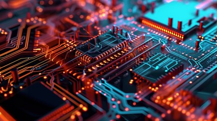 Obraz premium 3D rendering of motherboard Circuit. Technology background concept.