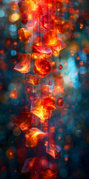Fiery Leaf Bokeh Art