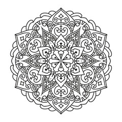 Fototapeta premium Vector outline mandala decorative and ornamental design for coloring page. vector mandala circles 