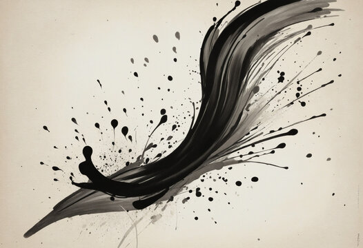 Japanese style grunge brush blur art sumi-e ink painting ink painting background texture