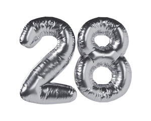 Number 28 Silver 3d illustration