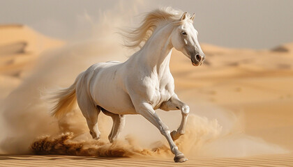 Obraz na płótnie Canvas Majestic Desert Horse Capture the spirit of untamed beauty, ai technology