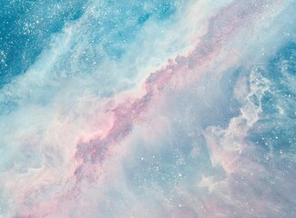 Abstract pastel pale blue pink galaxy nebula background