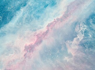 Naklejka premium Abstract pastel pale blue pink galaxy nebula background