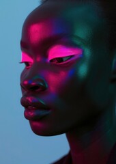 Model with Glowing Skin: Ultraviolet dyes or luminous elements on the model's skin create a glowing effect at certain angles or in the dark