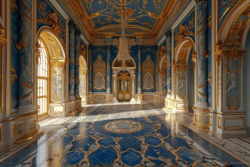Fototapeta na wymiar Palace with Blue and Gold Accents
