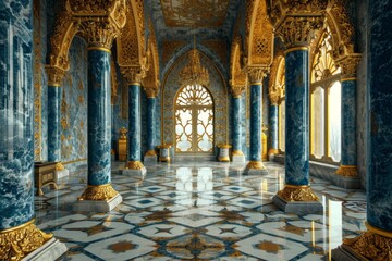Palace with Blue and Gold Accents