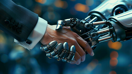A concept image of a handshake between a human and robot