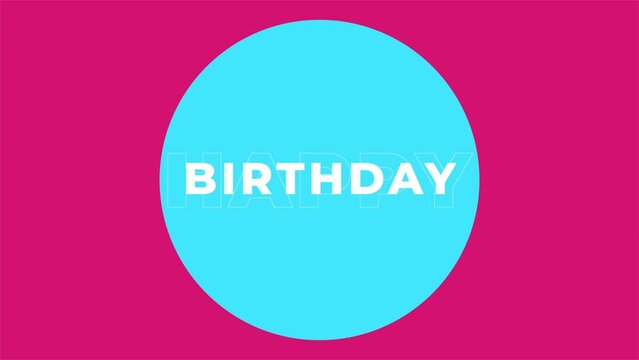 A simple and vibrant image showcasing a blue circle with Happy Birthday text in a white center, surrounded by a cheerful pink background