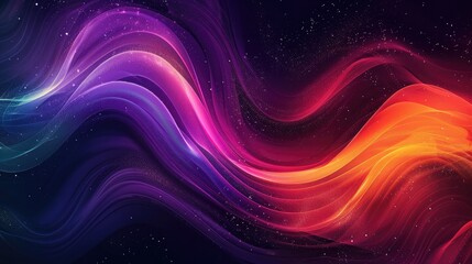 Dark grainy color gradient wave background, purple red yellow blue green colors banner poster cover abstract design - obrazy, fototapety, plakaty