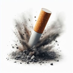 cigarette and tobacco on white background