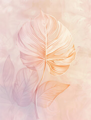 Soft Pastel Monstera Leaf Illustration